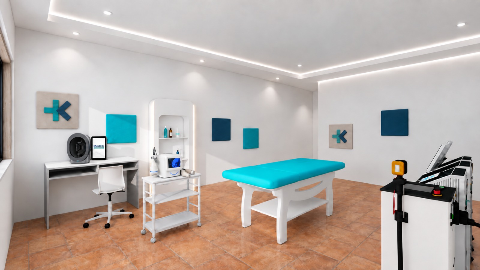 Concept Cabina Mediki con lettino e attrezzature professionali